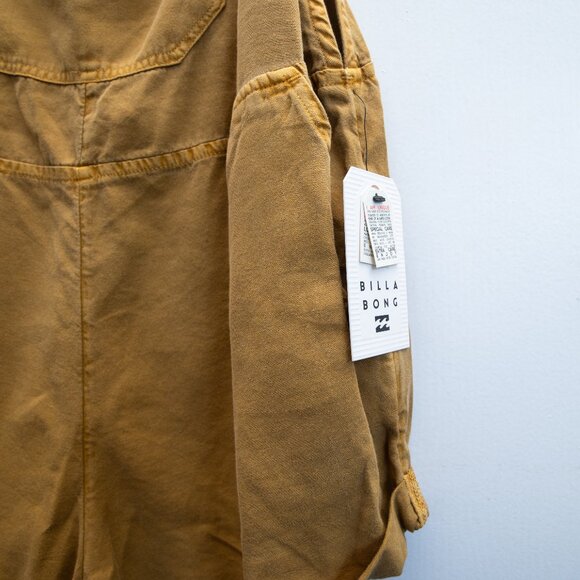 Billabong Women's Short Overalls Romper in Mustard Yellow NWT - Picture 5 of 8